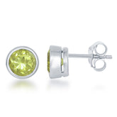 August" Peridot Bezel Set Stud Earrings